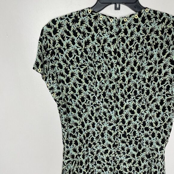 DEREK LAM 10 Crosby Dress Womens 8 Green Grommet Detail V-Neck Silk Blend Lined - Picture 8 of 12